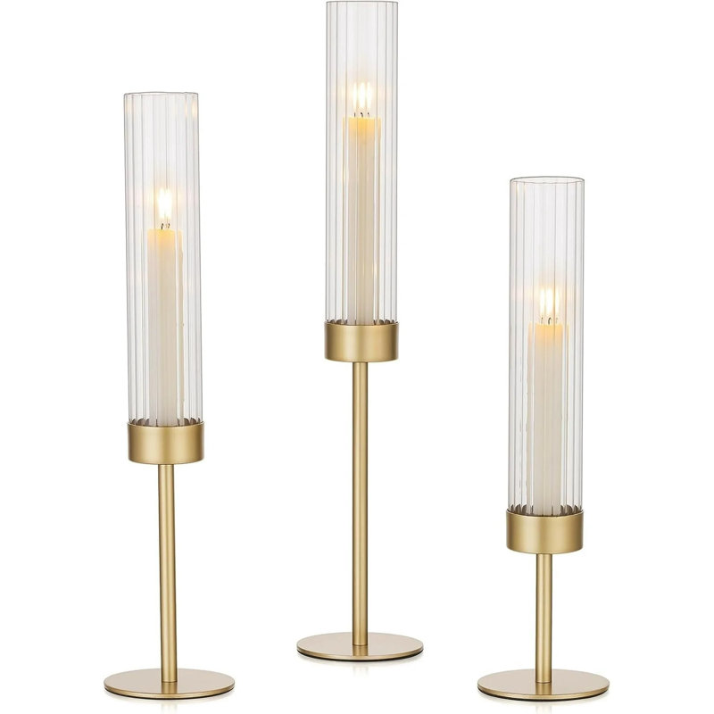 Brass Candlestick Holders Set Of 3