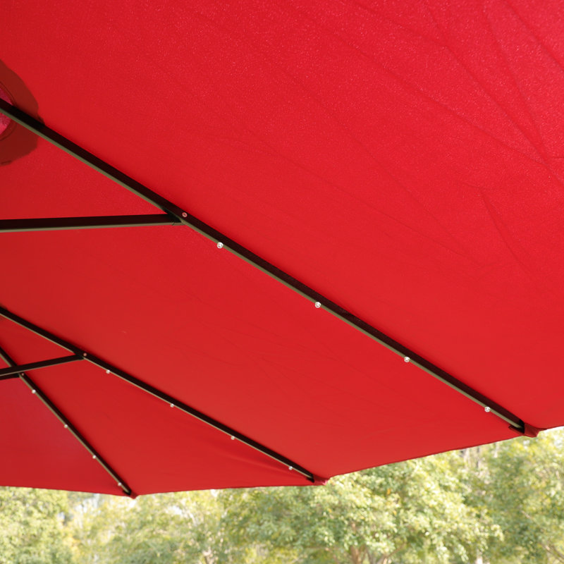 Grand parasol rectangulaire double 15 x 9 pi pour l'extérieur avec lumière et base - rouge, Rouge