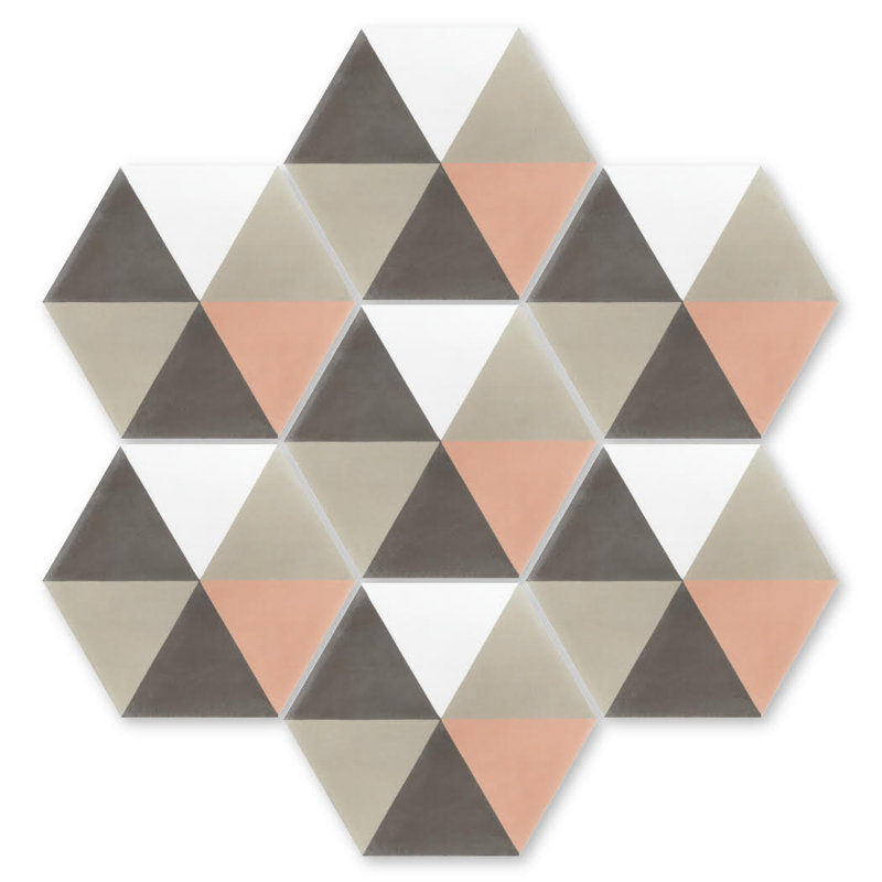 Hex Pie Neapolitan 8" x 9" Cement Patterned Wall & Floor Tile