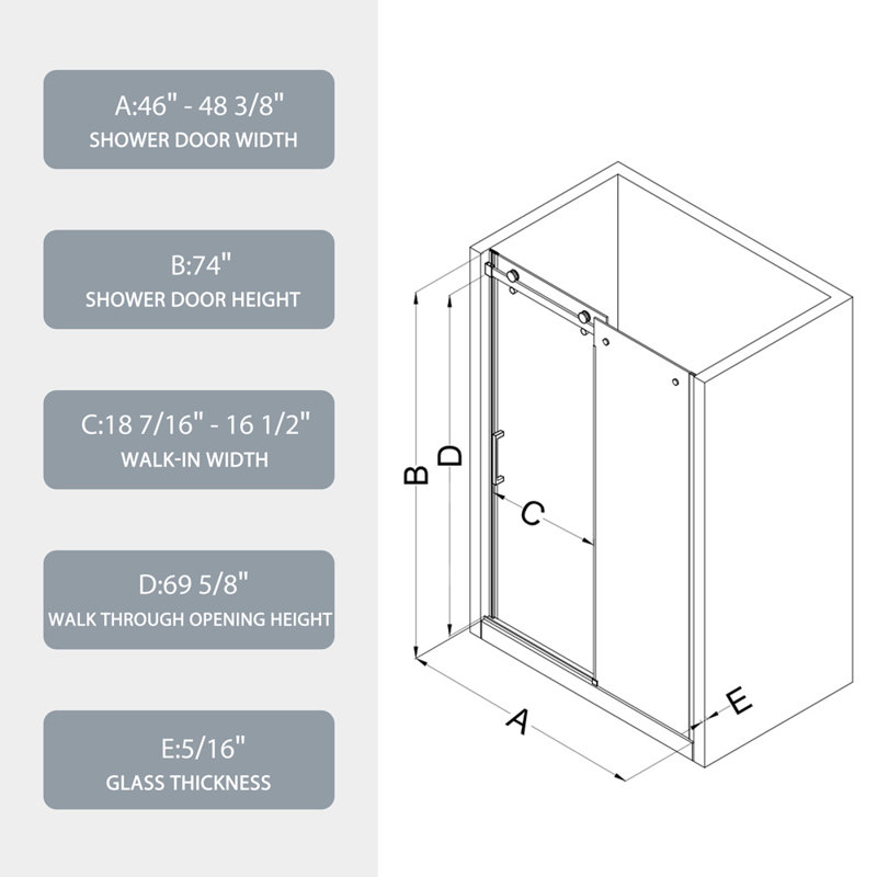 Sliding Shower Door With Tempered Glass