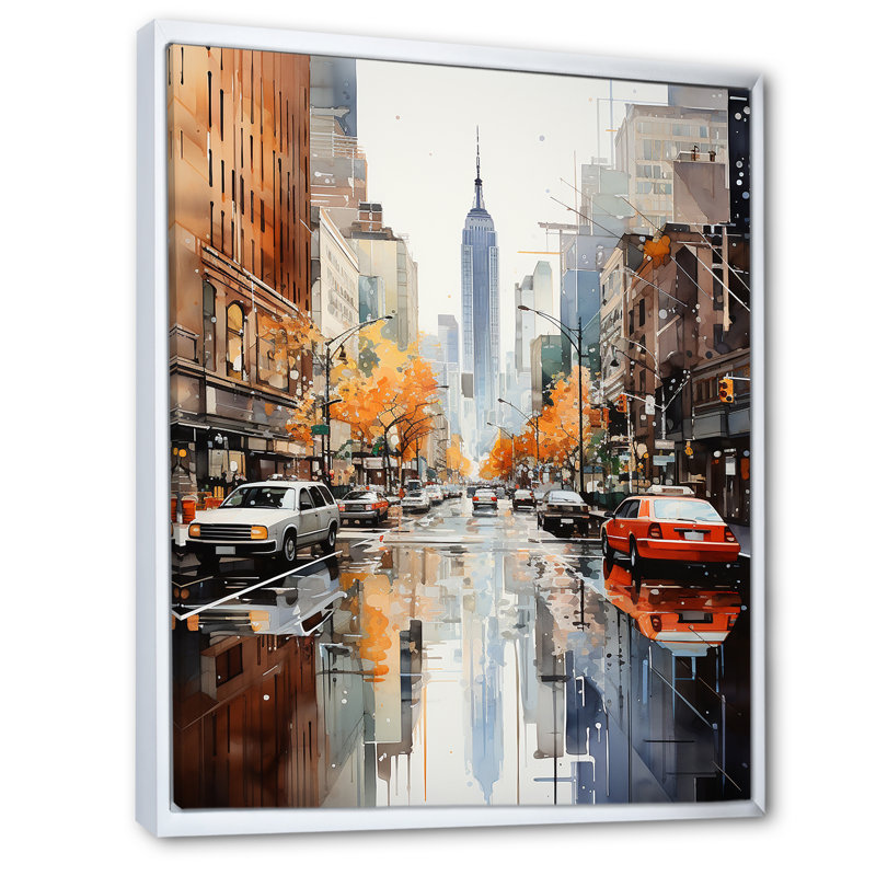 Collage sur toile Mauree New York, H 40 po x l 30 po x P 1,5 po, Cadre flottant blanc