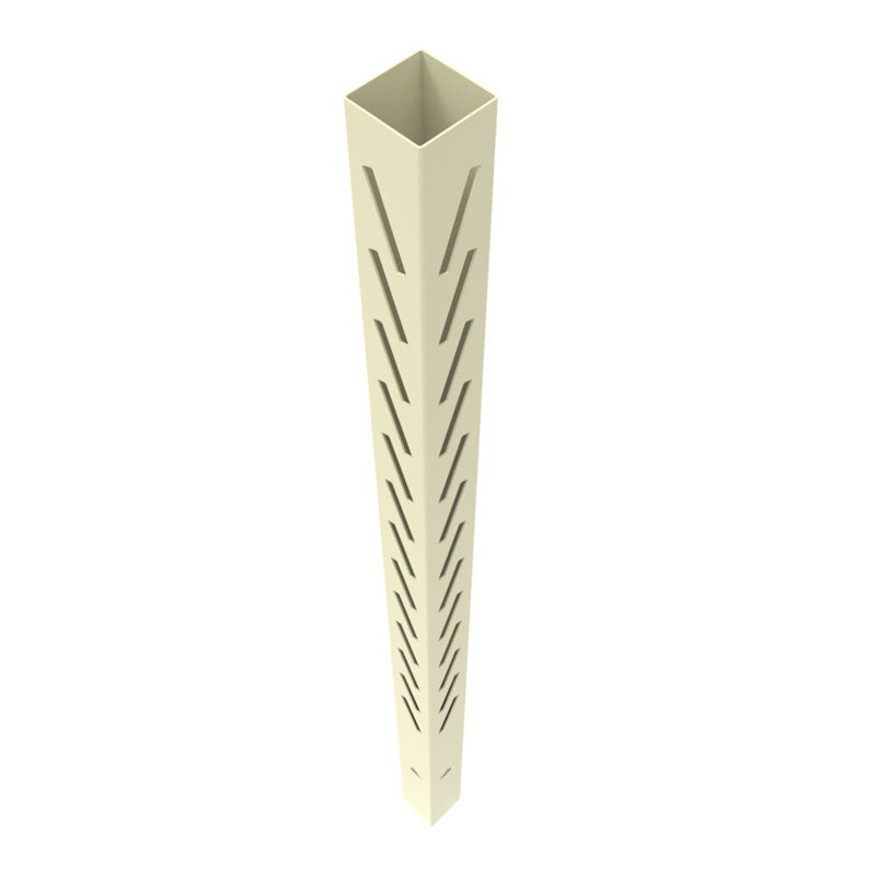 Sand Vinyl Louvered 6-in x 6-in x 102-in Corner Fence Post