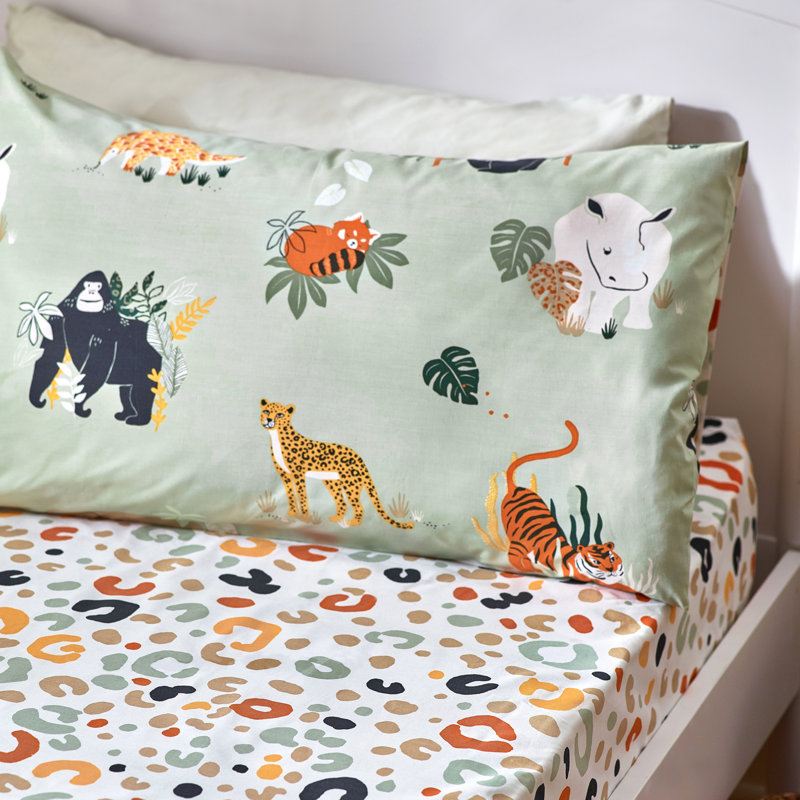 Labbe Animal Print Fitted Bed Sheet, Cot Bed / Toddler (70 x 140cm)