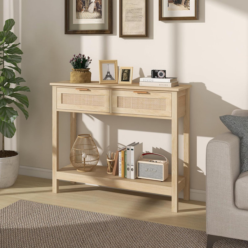 Console en rotin Farmhouse, Naturel