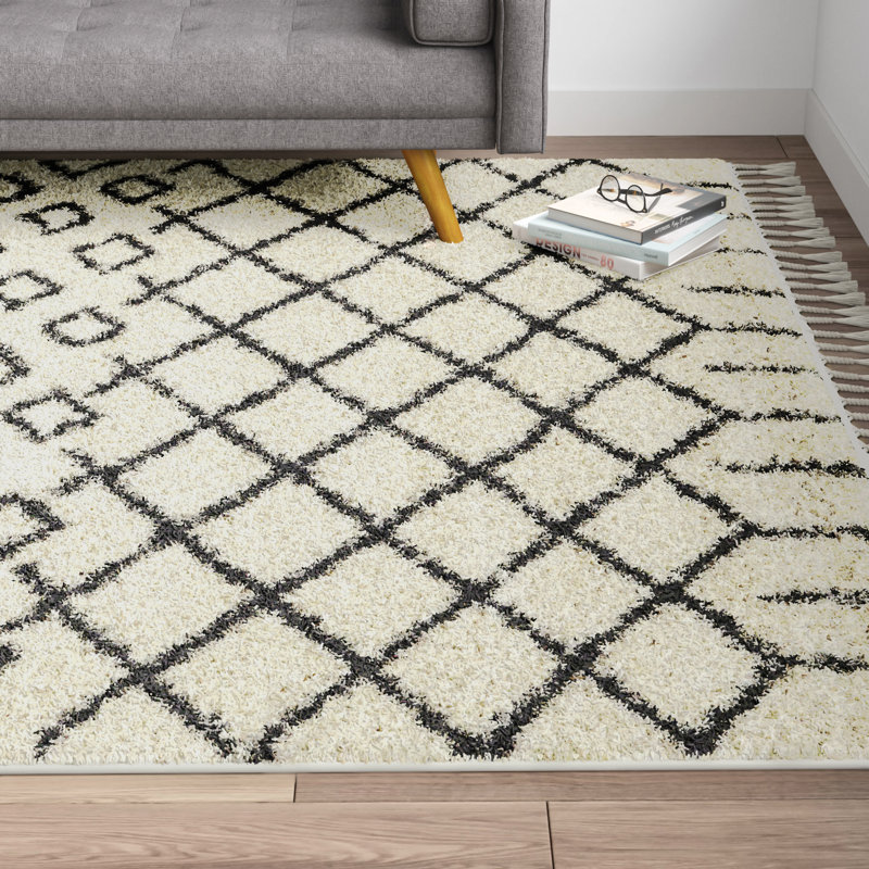 Tapis crème / noir Calion, Rectangle 7 pi 10 po x 10 pi 6 po