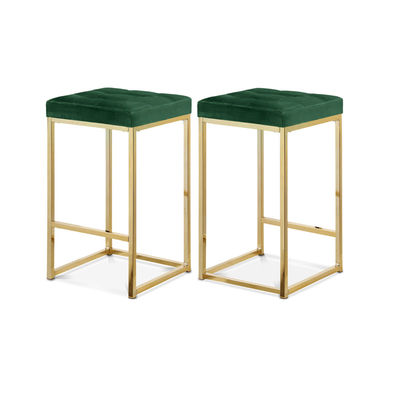 Tabouret de comptoir à tuyaux II en velours, Vert