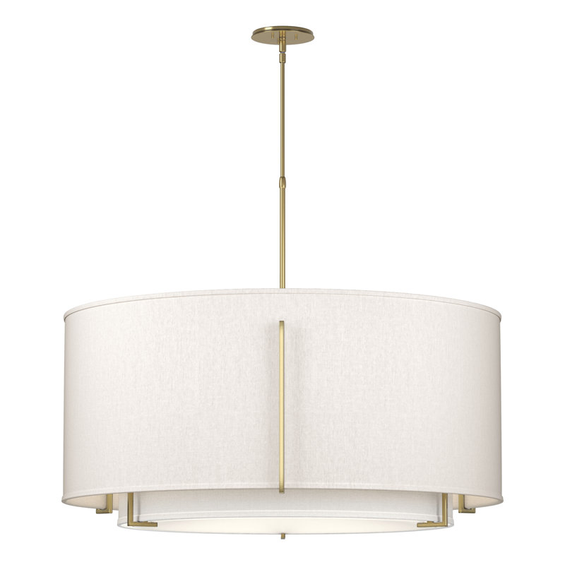 Lustre tambour Exos, Laiton moderne, Lin, H 81,5 po x l 37,2 po x P 37,2 po