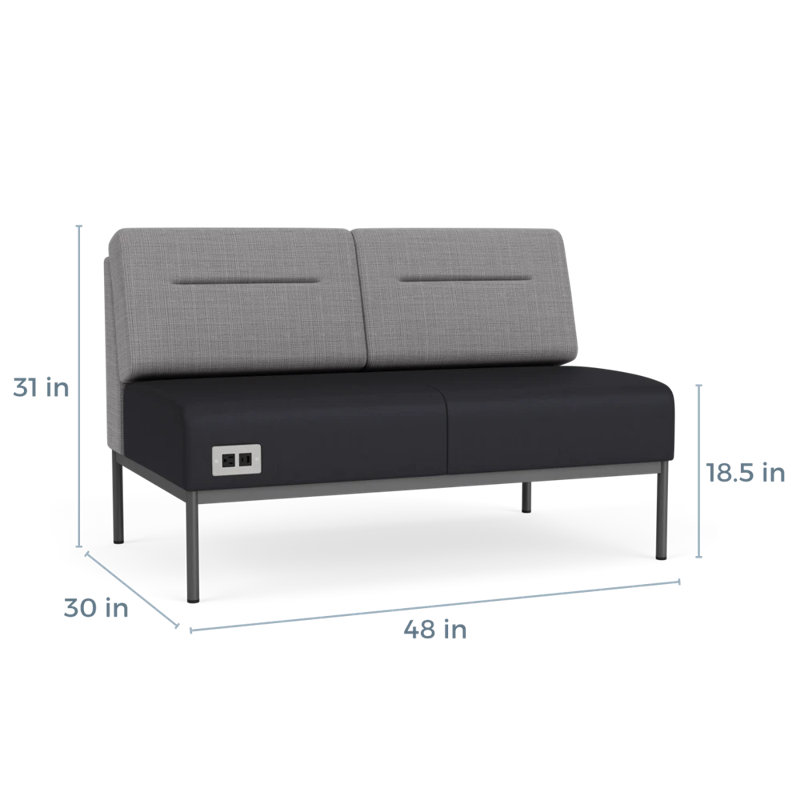 Causeuse Darsey, Avec alimentation, Gris chambray; noir Patriot Plus, Gris anthracite