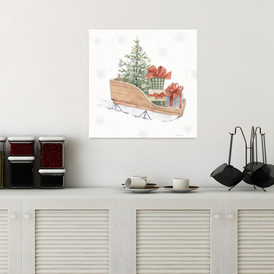 Doux saison rouge IV abstrait arbre de Noël contemporain paysage art naturel