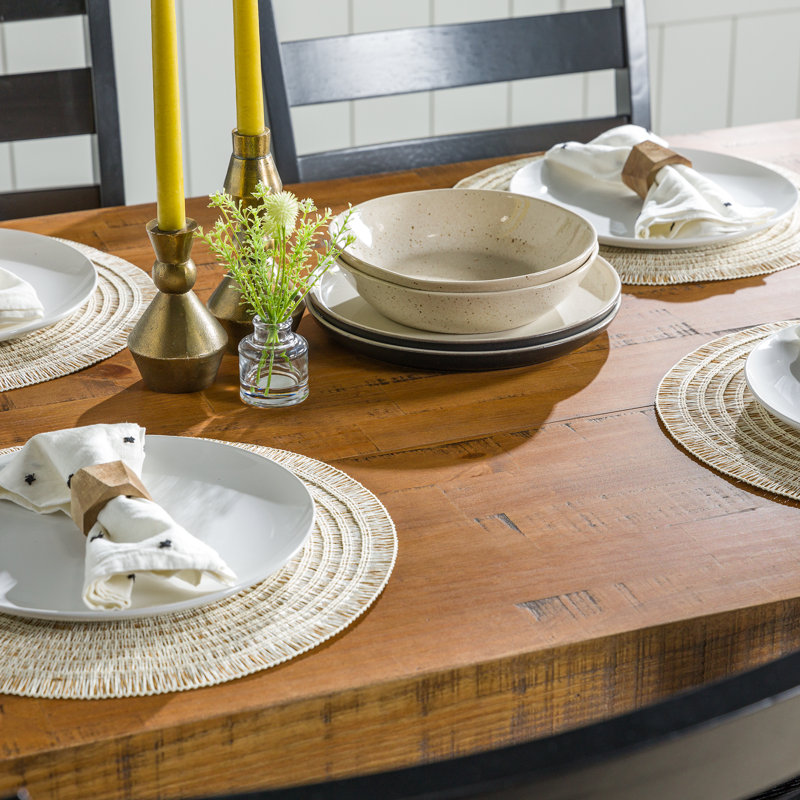 Ensemble repas 7 pièces Amarapal, Chêne rustique, 5 pièces: table, 4 chaises