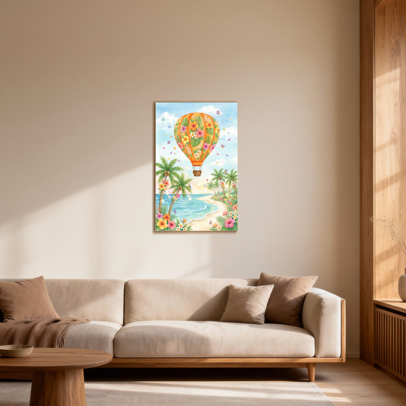 Mode, montgolfière, scène de plage tropicale, H 36 po x l 24 po