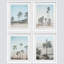 «Washed Out Retro Vintage Palm Tree Beach», ensemble de 4 impressions murales encadrées sur papier, 4 pièces-93012044-93012046
