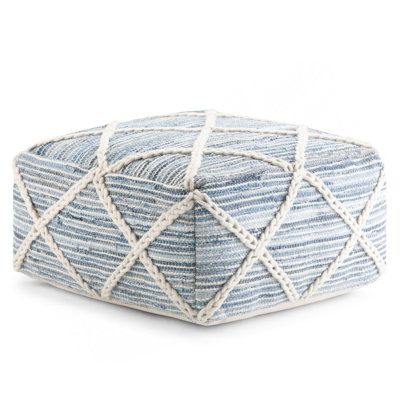 Pouf carré Cowan - bleu / naturel
