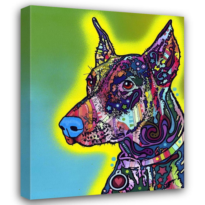 Art sur toile de la collection Dean Russo de Hokku Designs, titre: Doberman DEARUS119434, H 24 po x l 20 po