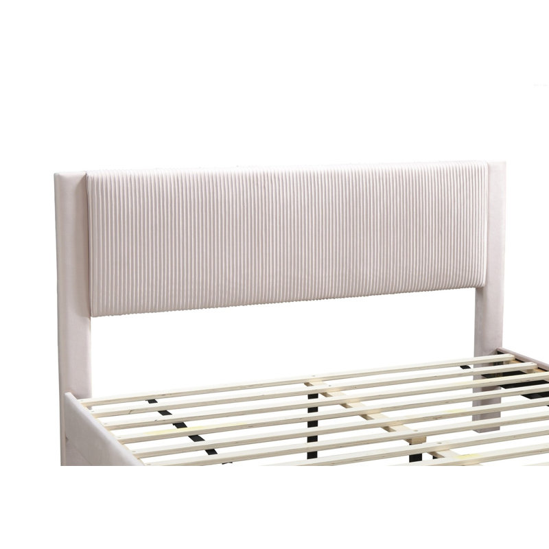 Lit de rangement en velours Mercer41, Rose clair, Double