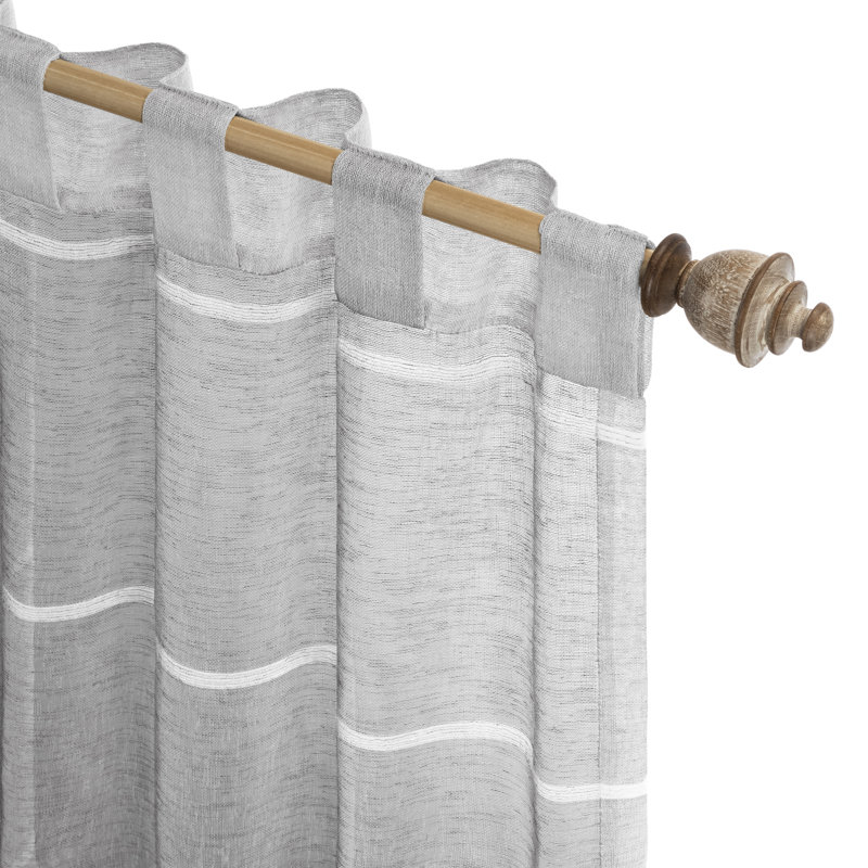 Lashya Premium Striped Faux-Linen Semi-Sheer Rod Pocket w/ Back Tab Curtain Panels, 55" W x 63" L, Gray