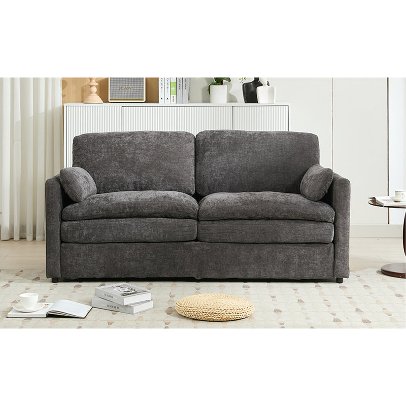 Coussin 68,8 po, chenille grise, double couche confortable pour une utilisation à domicile, Gris