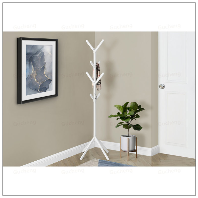 Arbre d'entrée contemporain en métal avec 8 crochets, organisateur de vestibule autoportant pour manteaux et accessoires