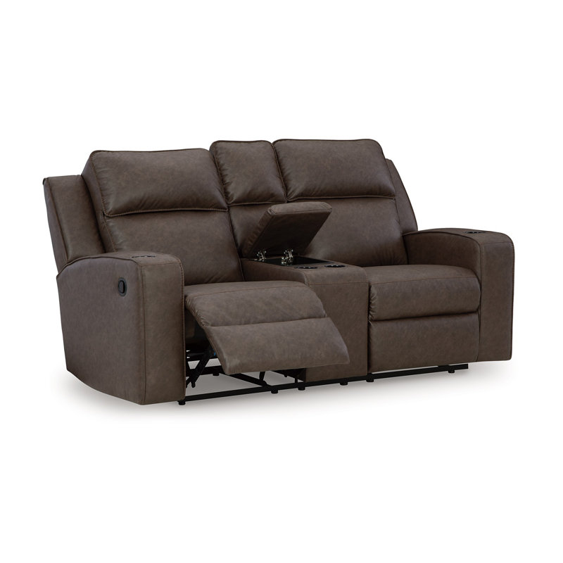 Causeuse inclinable Livie, console, similicuir 77 po, Brun