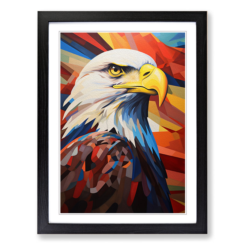 Eagle Constructivism - Single Picture Frame Print on Wood, Black, 34" H x 25" W x 2" D