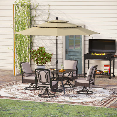 Leonard 4 - Person Patio Dining Set with Square Table , Cushions Included