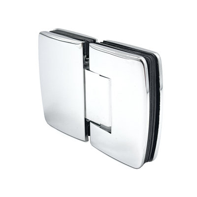 Glass To Glass Mount Shower Door Hinge 180 Degrees 1/4" and 5/16" Glazing Thickness Polished Chrome Finish