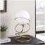 Lampe de table en verre en forme de spirale en métal doré à 4 anneaux de 13,5 po H pour salon, table de chevet pour chambre à coucher, lampe DEL