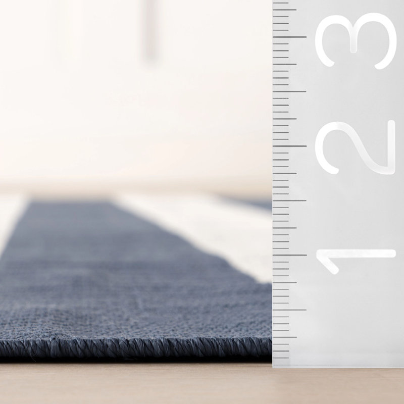 Banks Stripe Navy Handwoven Indoor/Outdoor Rug, Rectangle 3' x 5'