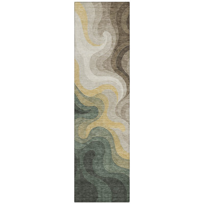 Machine Washable Indoor/Outdoor Chantille ACN2468 Abstract Rug