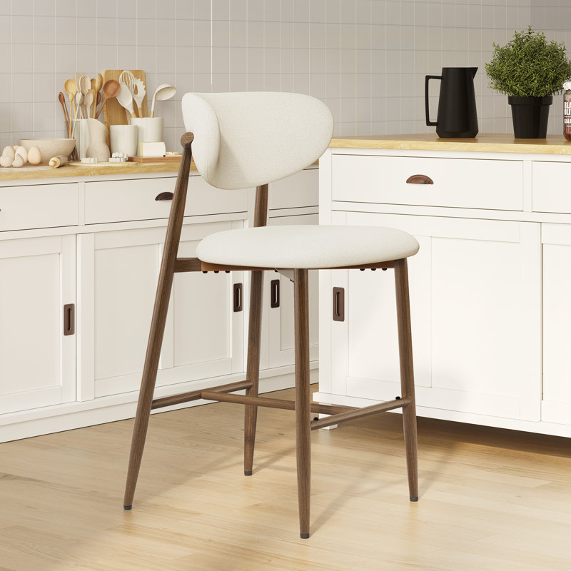 Tabouret de comptoir rembourré Westhampton, Beige, 1