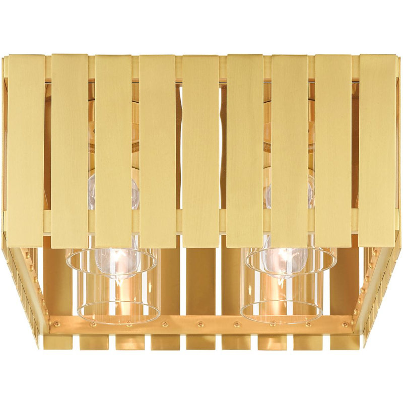 Greenwich Glass Flush Mount, Satin Brass