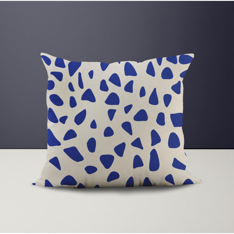 Jeté carré en polyester intérieur / extérieur, L 19 po x H 19 po, Bleu marine