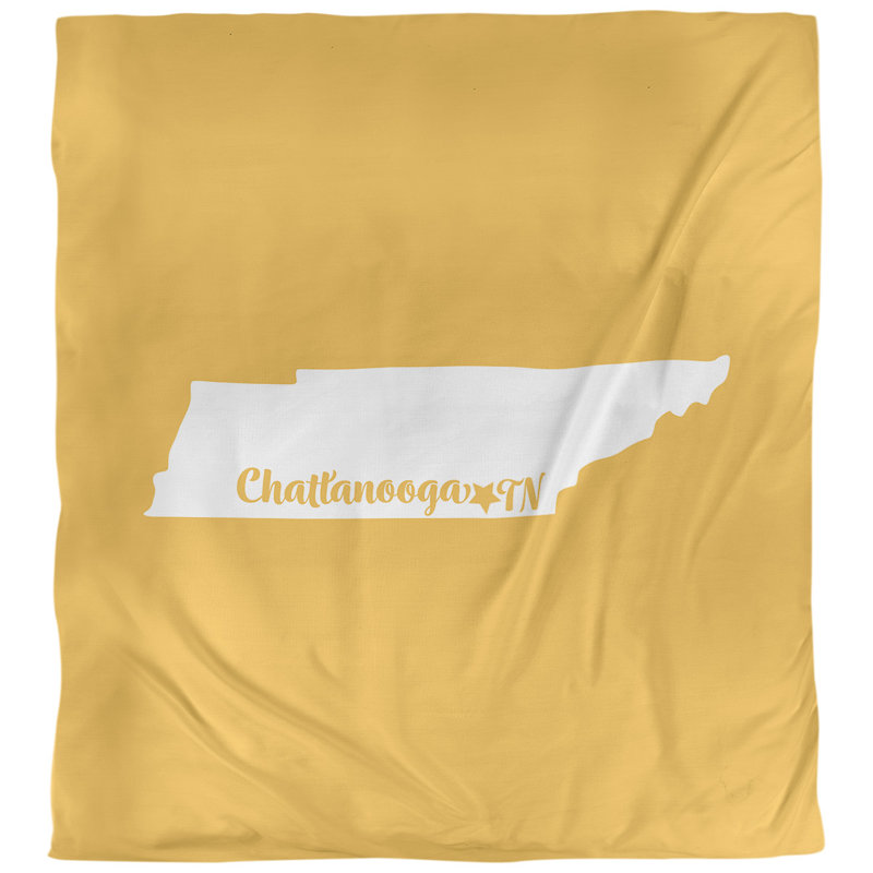 Housse de couette réversible simple Chattanooga Tennessee, Housse de couette pour très grand lit, Jaune, Microfibre