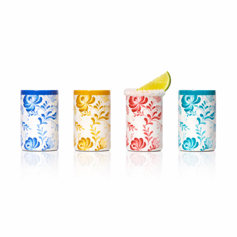 Azulejo Floral Ceramic Shot Glasses 3oz