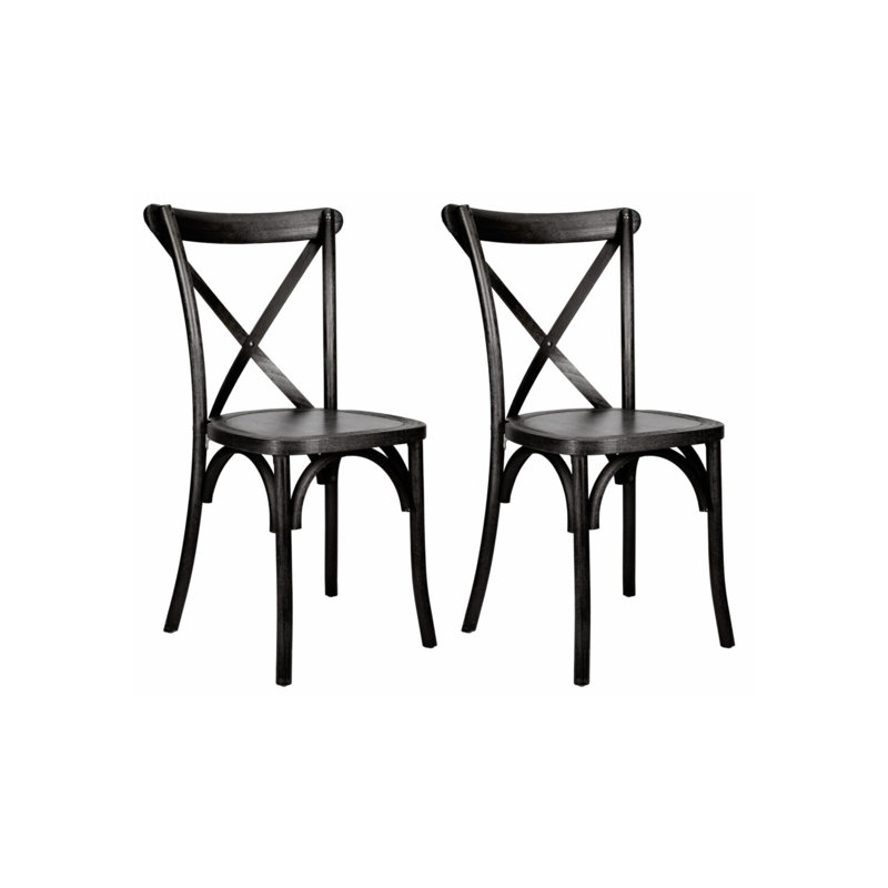 Toughwood Cross Back Chair, 2 Chair Bundle By Chivari, Black