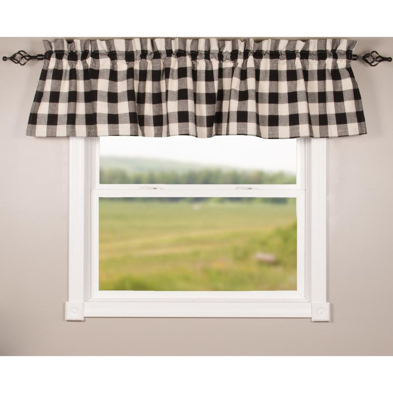 Cotton Checkered Window Valance, Black