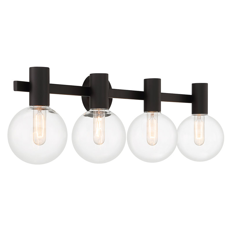 Ryenne 4-Light Vanity Light in Matte Black, Matte Black, 10" H x 34" W x 34" D, 4 Lights