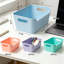 Paquet de 12 bacs de rangement en plastique de 4,5 L, paniers de rangement multi-usage pour le bureau de classe à la maison, contenants empilables pour armoire garde-manger, tablette, bleu pastel, vert, violet, rose sans couvercle