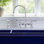 Whitehaus Collection Bridge Faucet with Long Gooseneck Swivel Spout, Lever Handles and Solid Brass Side Spray