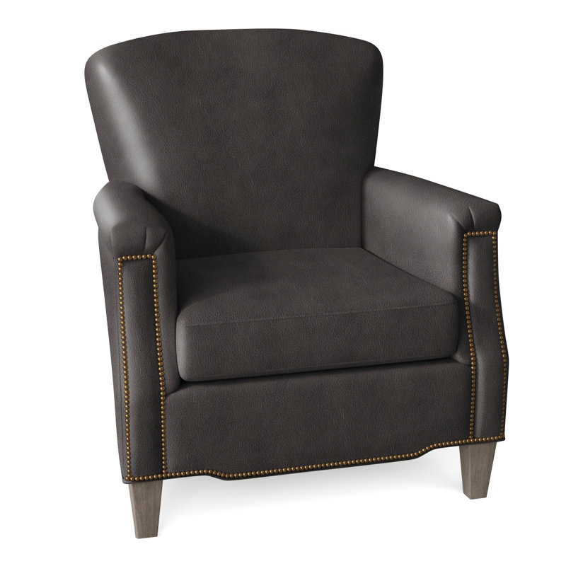 Vincent Armchair, French Natural, Stone, Aspen Lenado Brown Genuine Leather