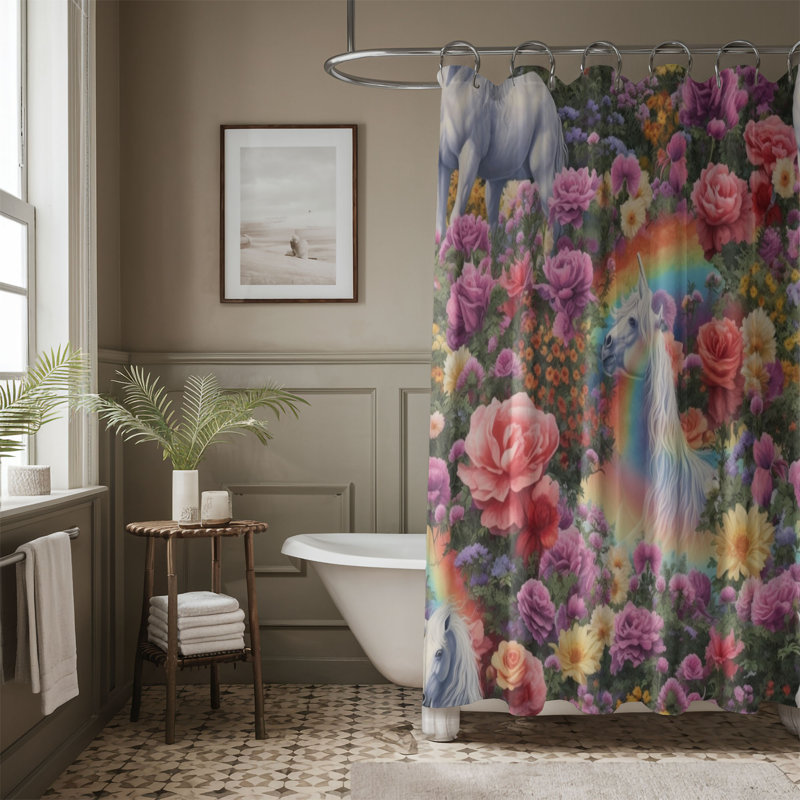 Mystic Petals - Rideau de douche standard 1 pièce, H 74 po x l 71 po