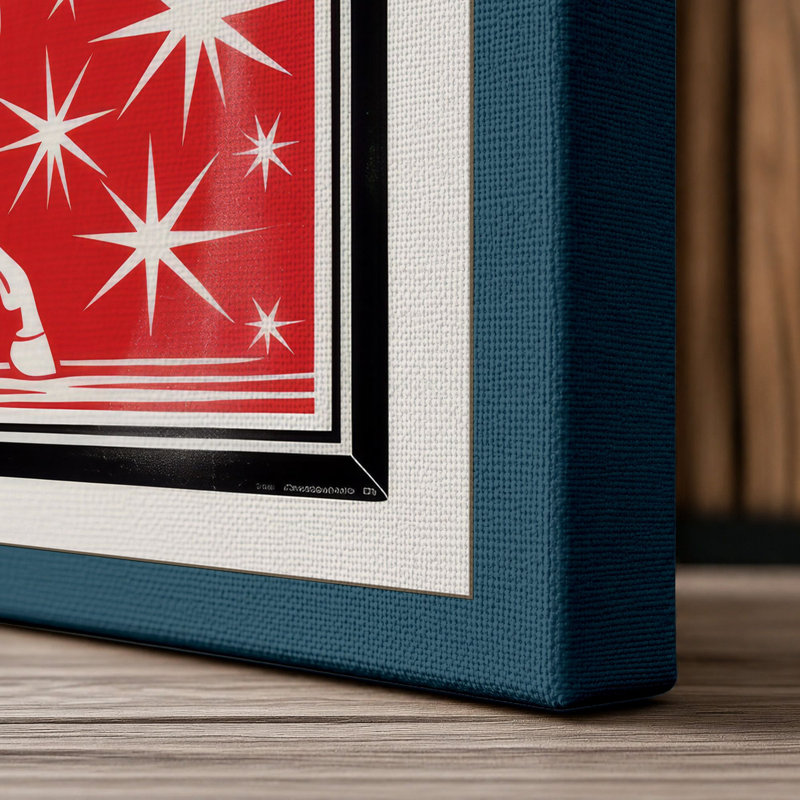 Rearing Horse Art Deco 1 Piece Wrapped Canvas Wall Art, 24x16 - 61.0 x 40.6 cm, Teal Border