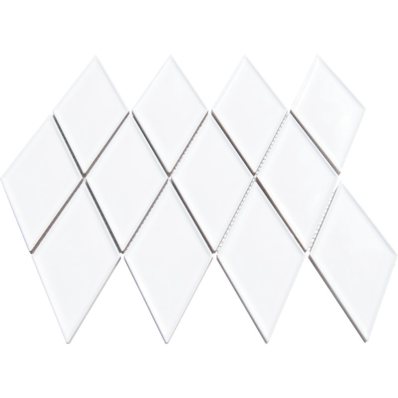 2.35" x 3" Porcelain Grid Mosaic Pattern Tile, White
