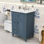 Meuble-lavabo simple contemporain en bois avec lavabo en céramique, tablette réglable et tiroirs de rangement-1408622226