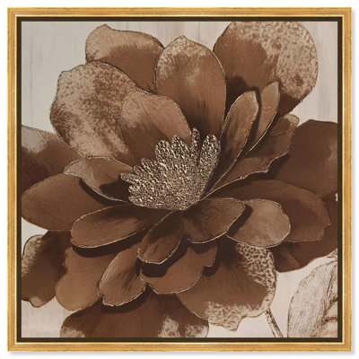 Bronze Flower I Canvas Print Floral Wall Art by Art Remedy, Gold Frame, 24 x 24