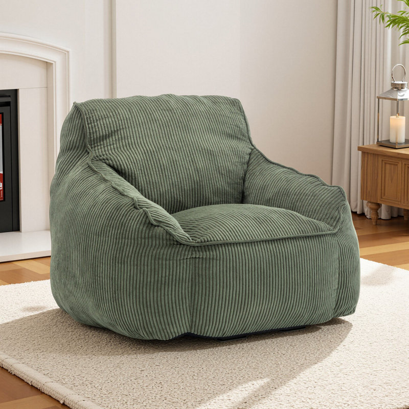 Fauteuil à billes en velours côtelé Compression, Vert