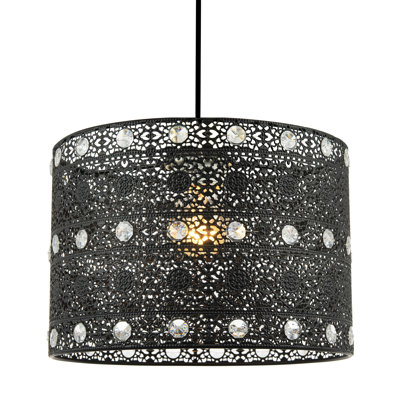 17cm H Metal Lamp Shade in Black