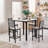 5-piece Square Dining Table Set, Mid-century Modern Kitchen Table Furniture For Dining Room, Dinette, Compact Space-saving With Particle Board Tabletop, 4 Velvet Upholstered Chairs, Metal Frame-1511788665