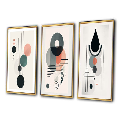«Pure Lunar Imagination Geometric Minimalisme IV», ensemble de 3 impressions