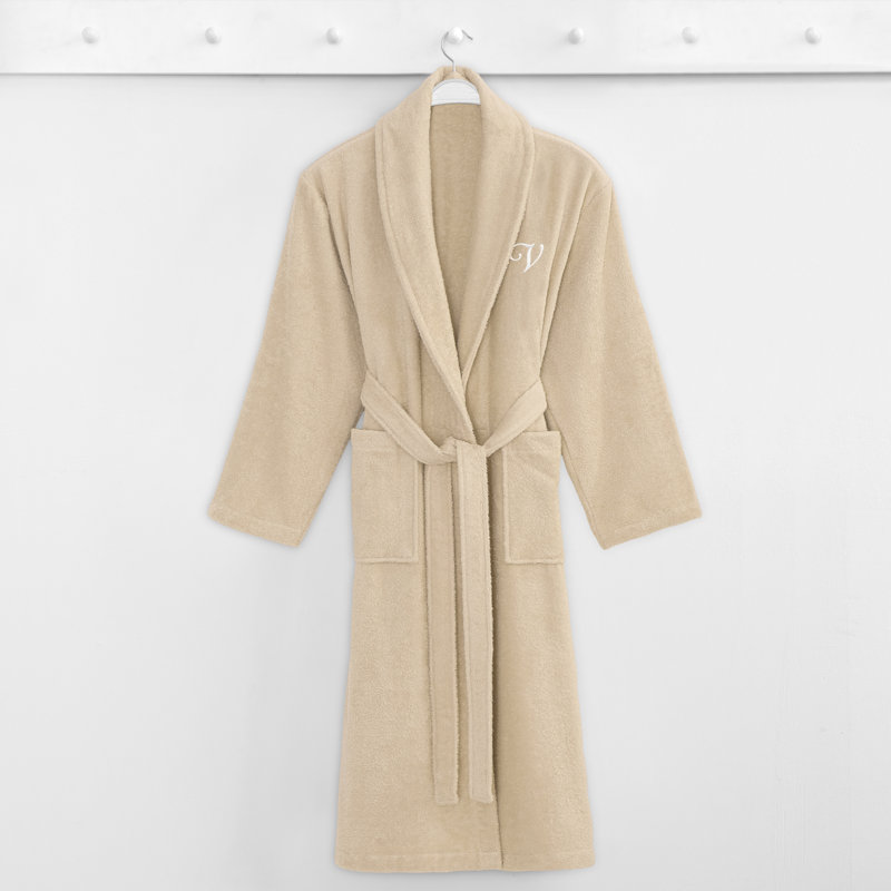 Beige Turkish Cotton Terry Cloth Unisex Bathrobe L/XL